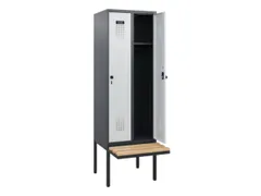 locker met bank,HxBxD 1950x600x815mm,2vak,vak B 300mm,draaigrendel