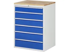 ladekast 1035x770x650mm 6laden cilinderslot RAL7035 RAL5010 beuken