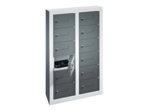 lockerkast,HxBxD 815x460x200mm,2x6vakken,RAL7035,front RAL7016