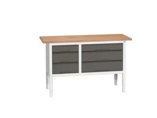 werkbank,HxBxD 830-930x1500x600mm,multiplexblad,uitrusting: 6lades - 1