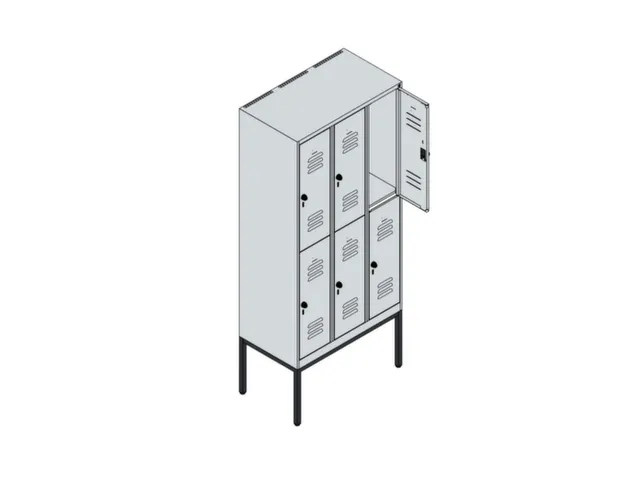 dubbeldekse locker,HxBxD 2120x900x500mm,3x2vak.,vak B 300mm,cil.-slot