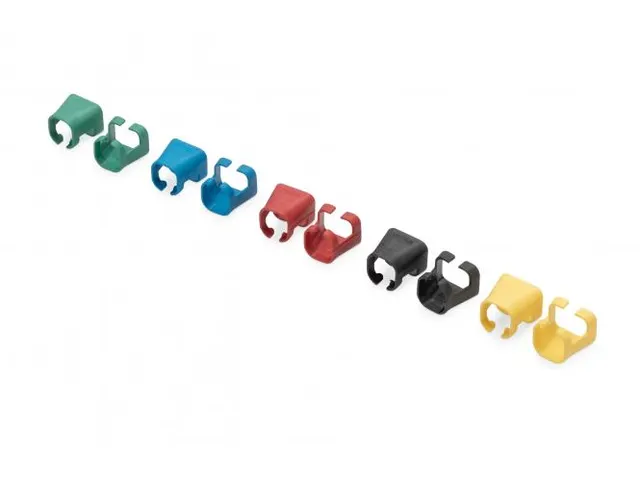 Kleurclips voor RJ45-kabels Gemengd 20x rood groen, blauw, geel, zwart
