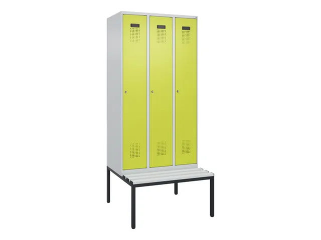 locker met bank,voor scheiding van kleding,HxBxD 2120x900x815mm,3vak