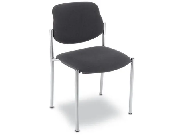 Bezoekersstoel,4Voeten Ronde Buis Verchroomd,Zitting Stof Antraciet