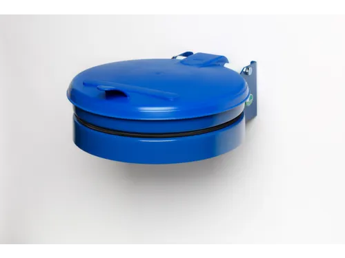 Afvalverzamelaar 120 Liter Wand Plaatstaal Kunststof Deksel Blauw