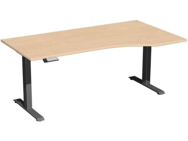 Bureau Large à droite Hauteur réglable 630-1280x1800x1000mm Hêtre