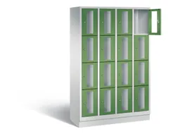 Lockerkast 1800x1190x500mm 4x4 vakken Cilinderslot, Sokkel, RAL6011