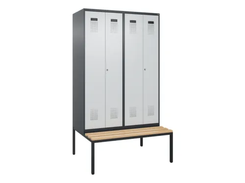 PBM-locker met bank,HxBxD 2120x1200x815mm,4vak,vak B 300mm