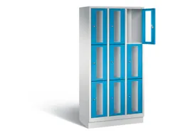 Lockerkast 1800x900x500mm 3x3 vakken Cilinderslot, Sokkel, RAL5012