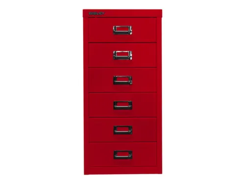 kantoor-ladekast HxBxD 590x279x380mm 6 laden romp kardinaalrood staal