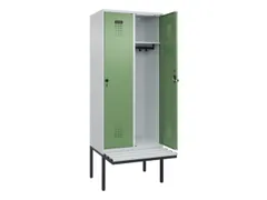locker met bank,HxBxD 2120x800x815mm,2vak,vak B 400mm,draaigrendel