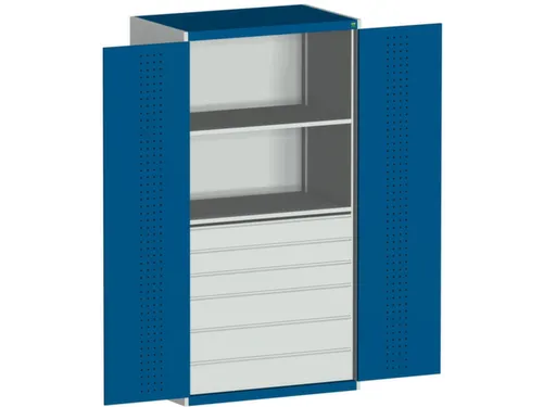systeemkast 2000x1050x650mm 2xStalen bodem 6laden Ral7035 Ral5010