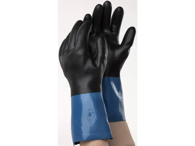 Tegera 71000 PVC/nitril handschoenen, blauw/zwart, maat 9, per 6 paar