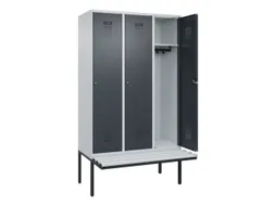 locker met bank,HxBxD 2120x1200x815mm,3vak,vak B 400mm,cilinderslot