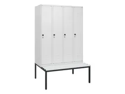 locker met bank,HxBxD 1950x1200x815mm,4vak,vak B 300mm,draaigrendel
