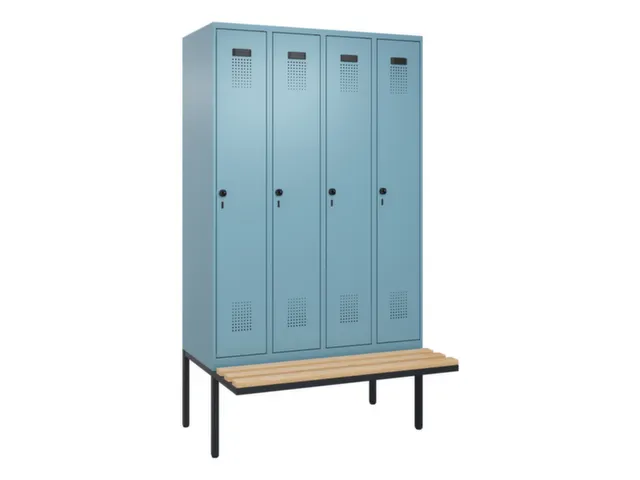 locker met bank,voor scheiding van kleding,HxBxD 2120x1200x815mm,4vak