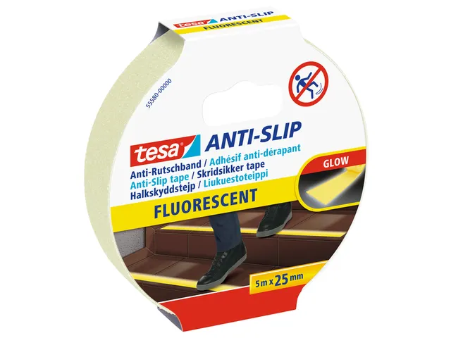 Anti-slip tape tesa 5mx25mm fluoriserend