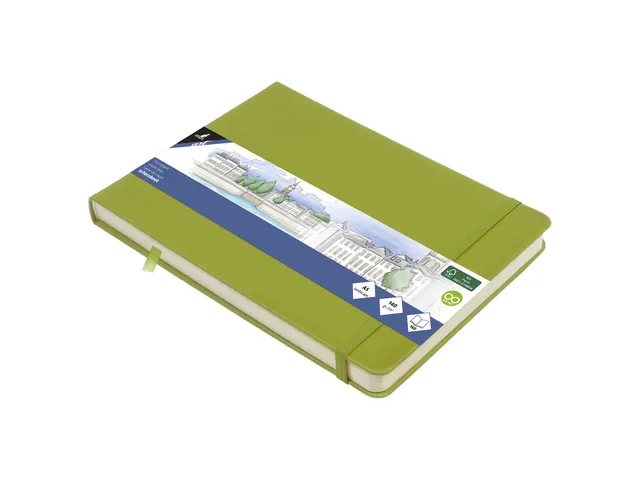 Schetsboek Kangaro A5 landscape lime green PU HC 80 vel 140gr roomwit