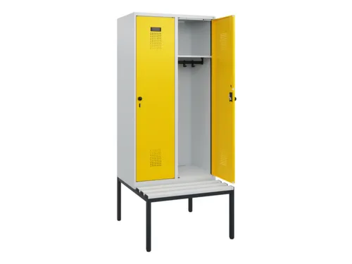 locker met bank,HxBxD 1950x800x815mm,2vak,vak B 400mm,draaigrendel