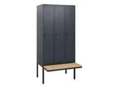 locker met bank,HxBxD 1950x900x815mm,3vak,vak B 300mm,draaigrendel