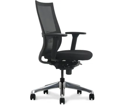 Bureaustoel Ergo Zwart Net Arbo Goedgekeurd Alu Voetkruis Lendensteun