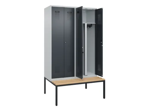 PBM-locker met bank,HxBxD 2120x1200x815mm,4vak,vak B 300mm