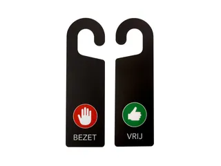 Kunststof deurhanger 250x75mm Vrij - Bezet Zwart 10 stuks - 1