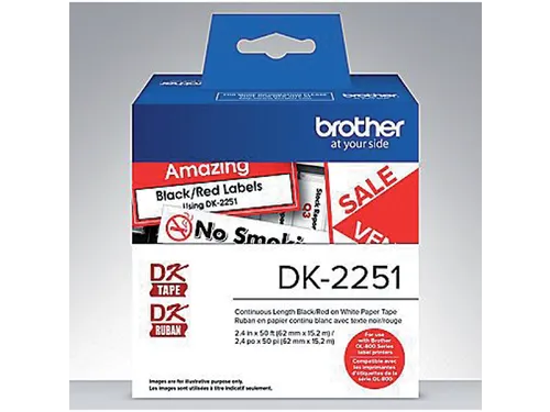 Etiket Brother DK-22251 62mm 15-meter zwart/rood