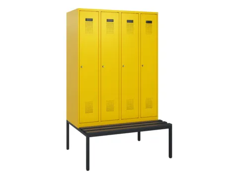locker met bank,HxBxD 1950x1200x815mm,4vak,vak B 300mm,cilinderslot