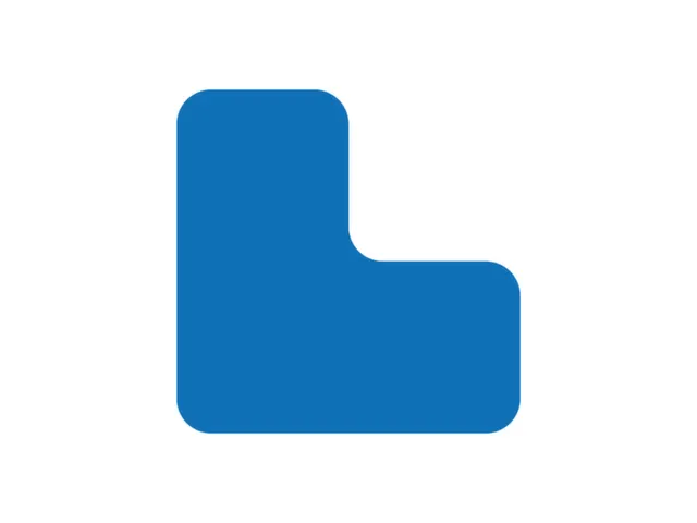 plaksymbool,L-vorm,markering HxB 100x100mm,polycarbonaat,blauw