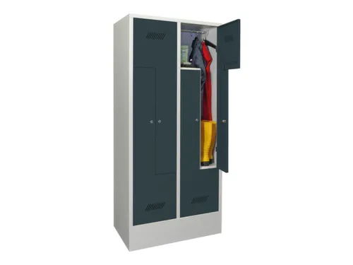 Z-garderobekast,HxBxD 1850x800x500mm,vak B 400mm,RAL7035,front RAL7016