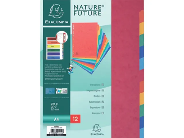 Tabbladen Exacompta A4 225x297mm 11-gaats 12-delig glanskarton