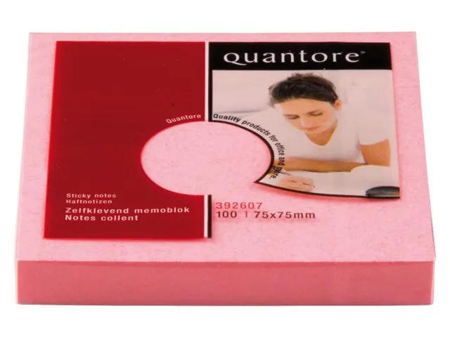 Memoblok Quantore 76x76mm neon kleuren assorti 4 kleuren