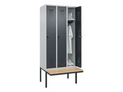 locker met bank,HxBxD 2120x900x815mm,3vak,vak B 300mm,draaigrendel