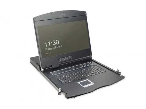 19 inch LCD KVM-console 1-poorts VGA Zwitsers toetsenbord Zwart
