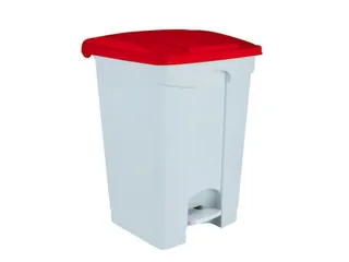 Contitop,afvalbak met pedaal 70L wit/rood/VE:3 - 1