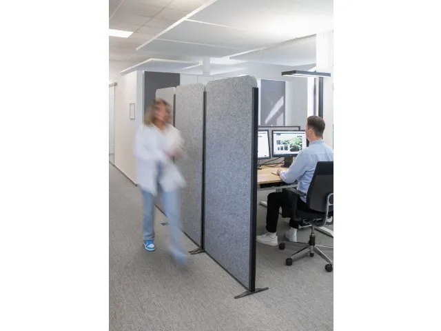 MAULcocoon scheidingswand akoestisch 100x180cm grijs Voet Zilver
