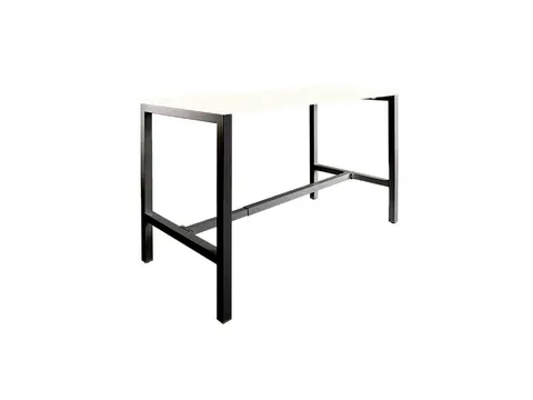 Domino Basic Statafel 160x80x110cm Wit blad, Onderstel Zwart