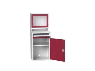 pc-kast monitorvak 1650x650x550mm toetsenbordblad RAL7035+RAL3004 - 1