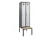 locker met bank,voor scheiding van kleding,HxBxD 2120x600x815mm,2vak