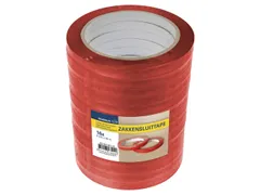 Zakkensluittape Raadhuis 9mm x 66m PVC rood krimp a 16 rol