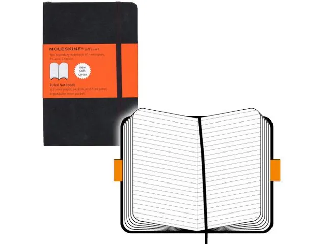 Notitieboek Moleskine pocket 90x140mm lijn soft cover zwart