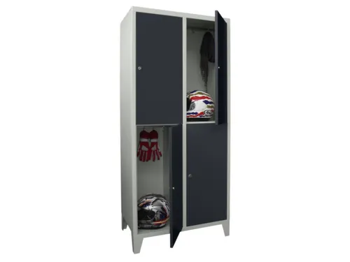 lockerkast,HxBxD 1850x800x500mm,2x2vakken,RAL7035,front RAL7016