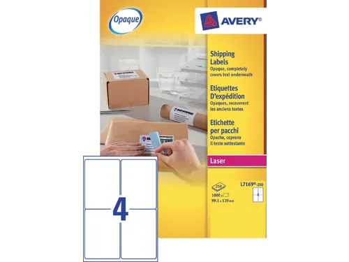 Etiket Avery L7169-250 99.1x139mm wit 1000stuks