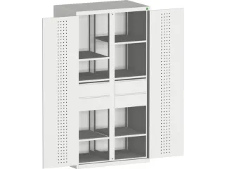 kast met geperforeerde platen,HxBxD 2000x1050x650mm,2xStalen bodem - 1