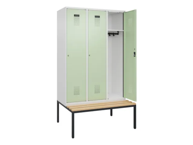 locker met bank,HxBxD 2120x1200x815mm,3vak,vak B 400mm,cilinderslot