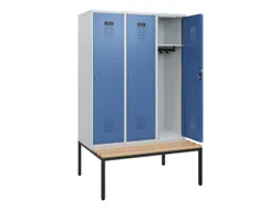 locker met bank,HxBxD 1950x1200x815mm,3vak,vak B 400mm,cilinderslot