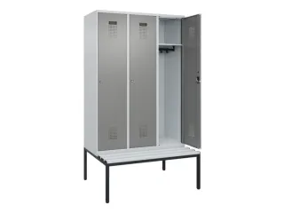 locker met bank,HxBxD 2120x1200x815mm,3vak,vak B 400mm,cilinderslot - 1