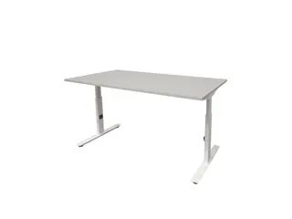Bureau Linesto Plus Hoogte instelbaar 140x80cm blad Grijs, T-poot Wit - 1