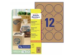Etiket Avery L7106-25 permanent rond 60mm kraft 300 stuks 25 vel